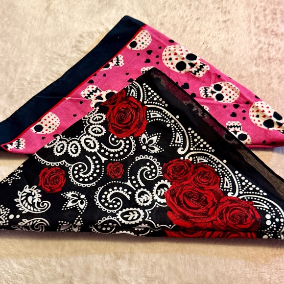 Accessories - Floral and Skull Patterned Bandana Set